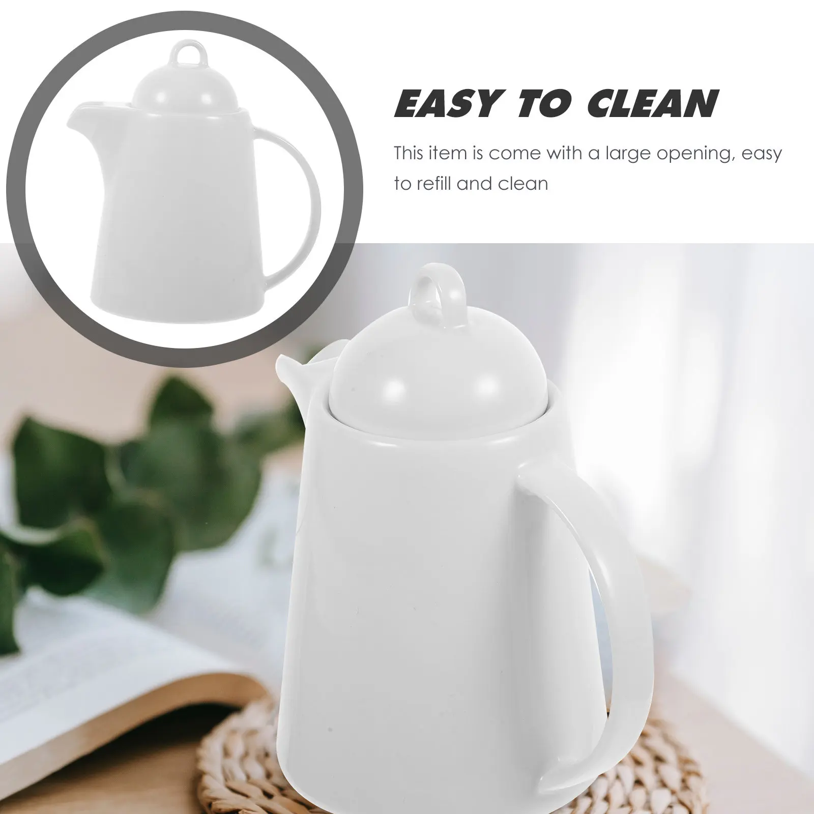 Ceramics Water Pitcher Cold Kettle Large Opening Ceramic Jug Handle Lid Easy Refill Clean Home Picnic Use Ceramics Cold Kettle