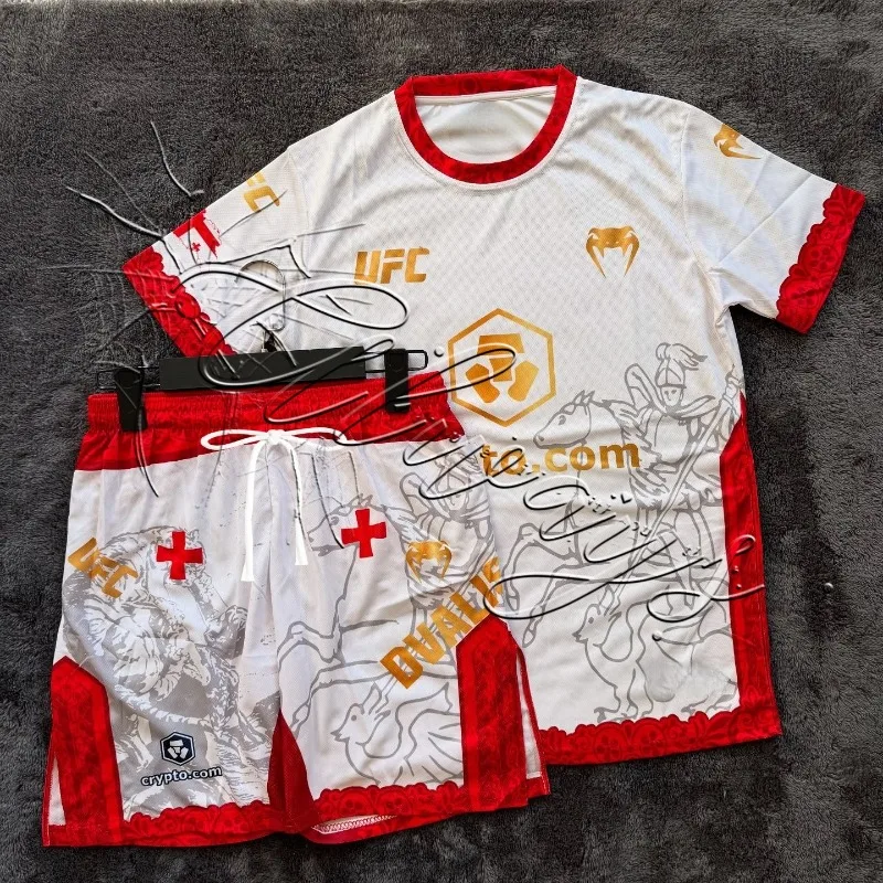 

Новинка 2026 года, топ-боксер с UFC Merab Dvalishvili, футболка для бокса, шорты для борьбы, мужская рубашка, быстросохнущий комплект для борьбы