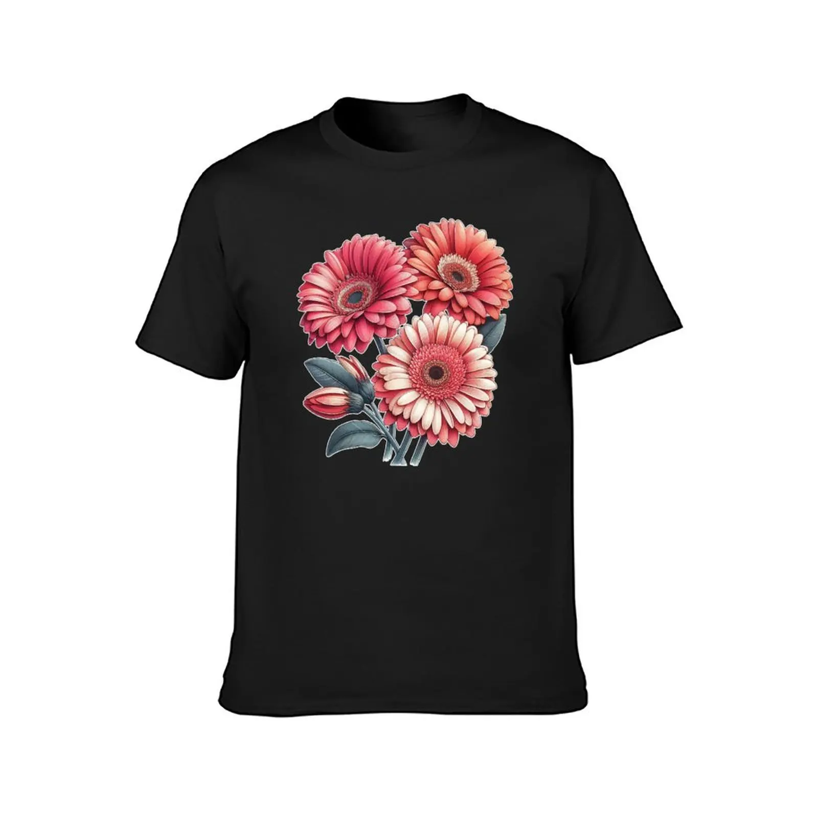 Coral Gerbera Daises T-Shirt oversized customs design your own graphics T-shirts for men cotton