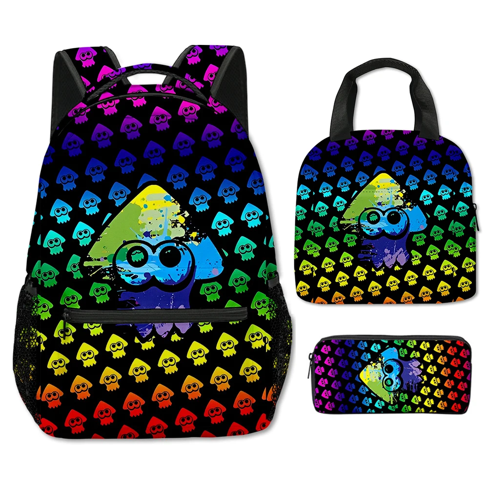 Luxury Popular Funny Splatoon 3 3D Printed 3pcs/Set School Bags Travel Notebook Backpack portable Lunch bag Pencil Case