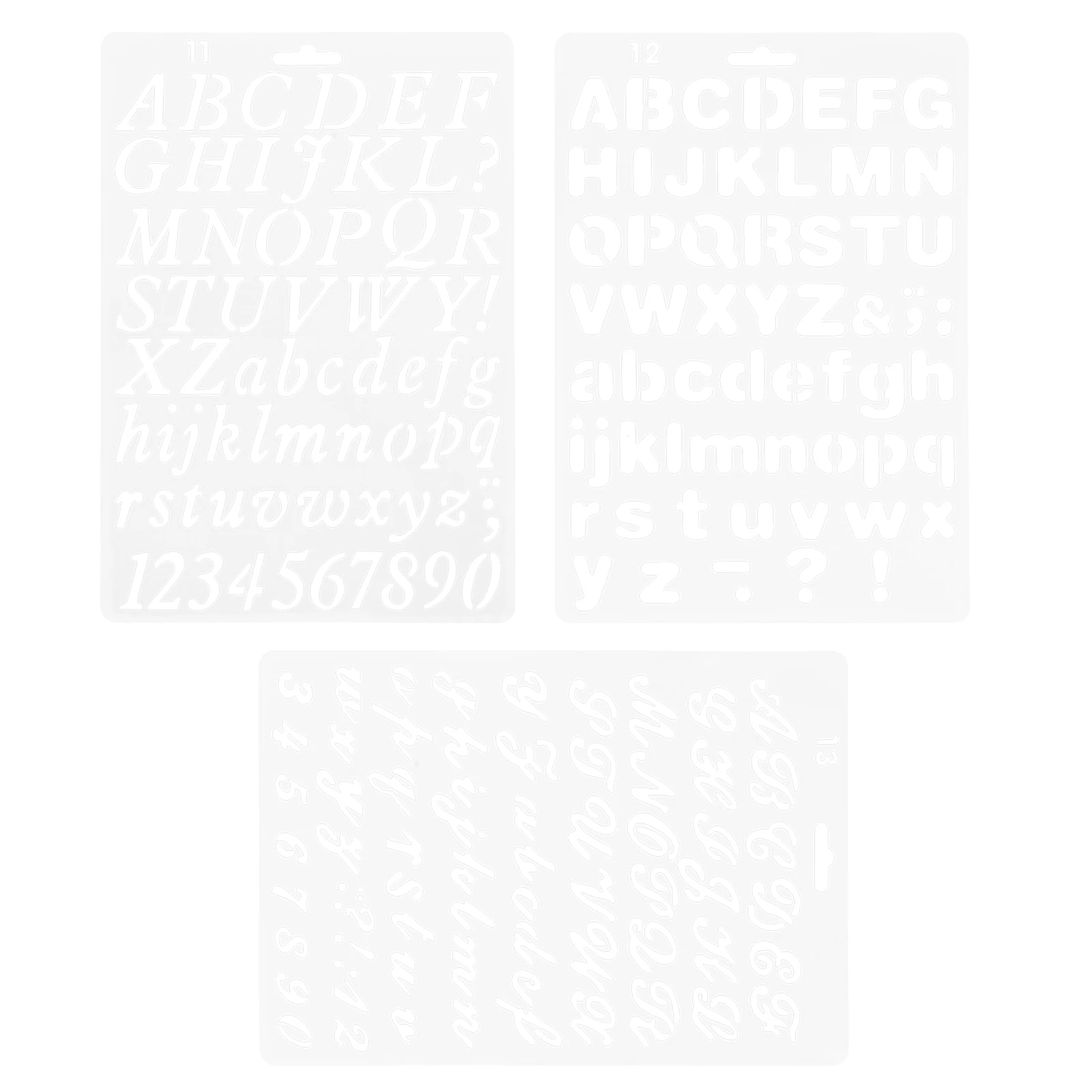 

3pcs Drawing Templates Ruler Letter Number Stencil Plastic DIY Printing Tools for Painting on Wood Canvas Walls