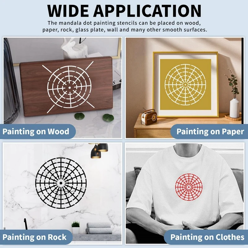 15 Pieces Mandala Dot Painting Tool Stencils Set, Reusable Mandala Stencil Template For Rock Wood Canvas DIY Painting