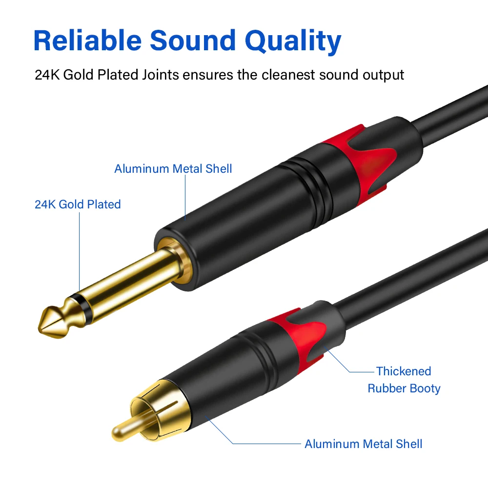محول جاك أحادي لمكبر الصوت ، خلاطات الجيتار ، الصوت ، 4N ، OFC ، موصل قابس رصاص ، من 2rca ، 2rca ثنائي ، in ، TS #5