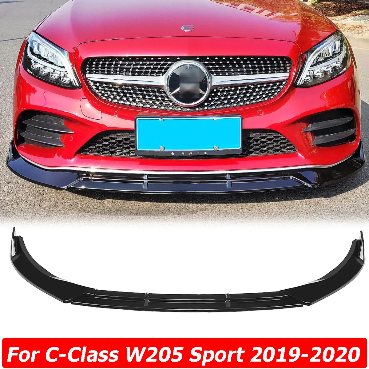 Front Bumper Lip Splitter Spoiler Deflector Body Kit For Mercedes Benz W205 C Class C200 C300 Sport 2019-2020 Car Accessories