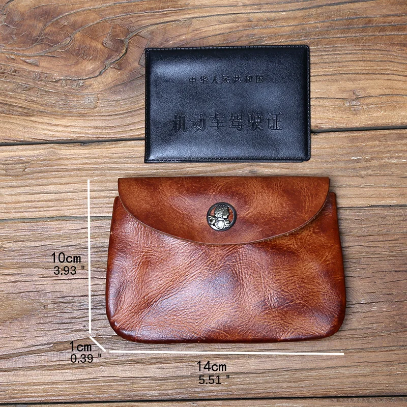 Nzpj Vintage Echt leder Herren Karten tasche Original natürliche Rindsleder Zero Wallet Damen Münz tasche Kreditkarten tasche Schlüssel tasche – Detail 2