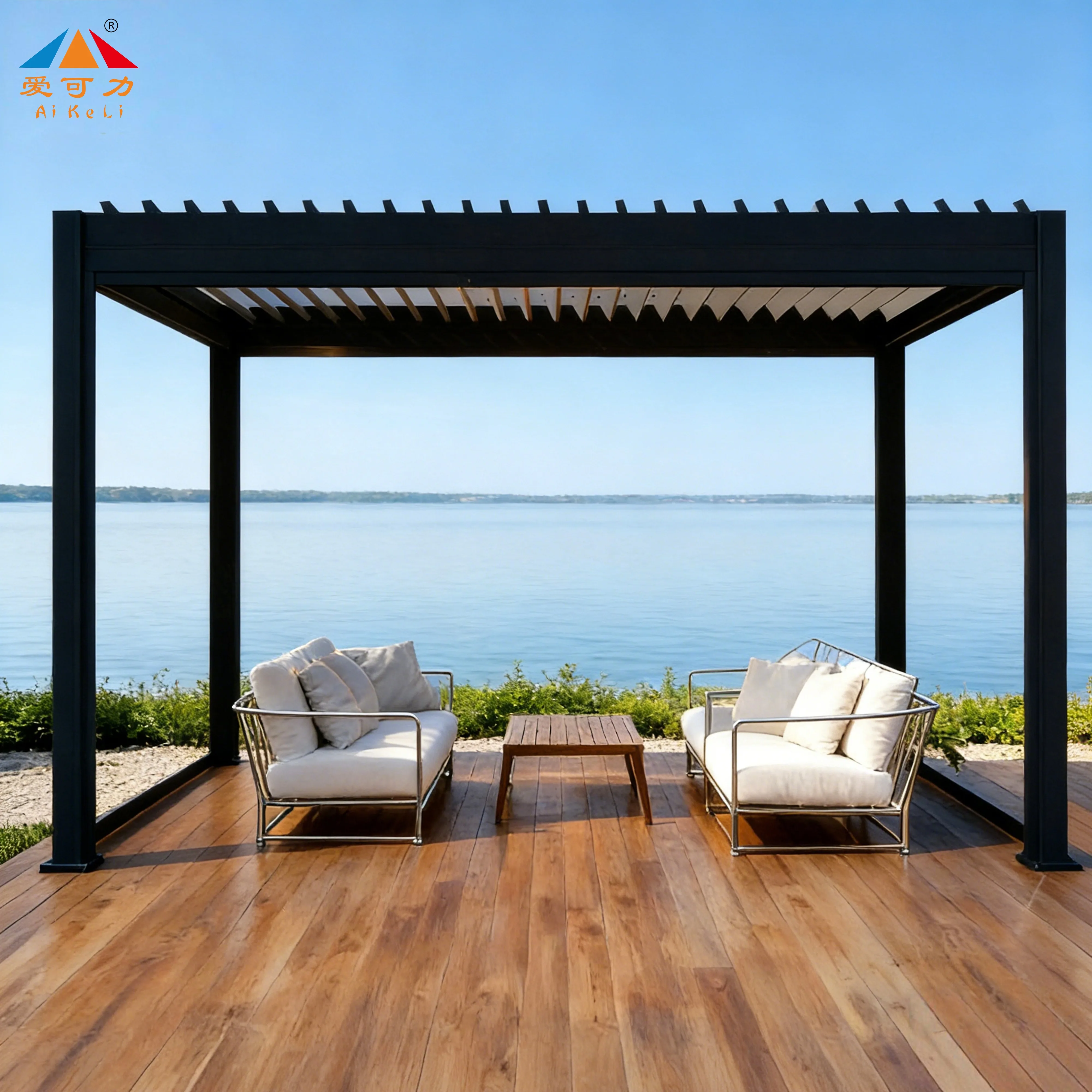 Customized High-End Luxury Aluminum Motorized Roof Gazebo Pergola For Resort Or Home Outdoor Pavilion Electric Blinds