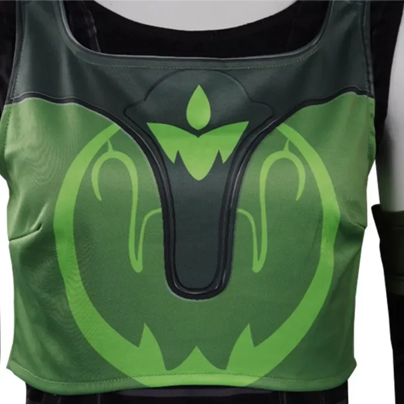 Зеленый Skye Game Valorant Косплей Костюм Жилет Аксессуар Парик Наряд Хэллоуин Comic Con Костюм на заказ ty'4