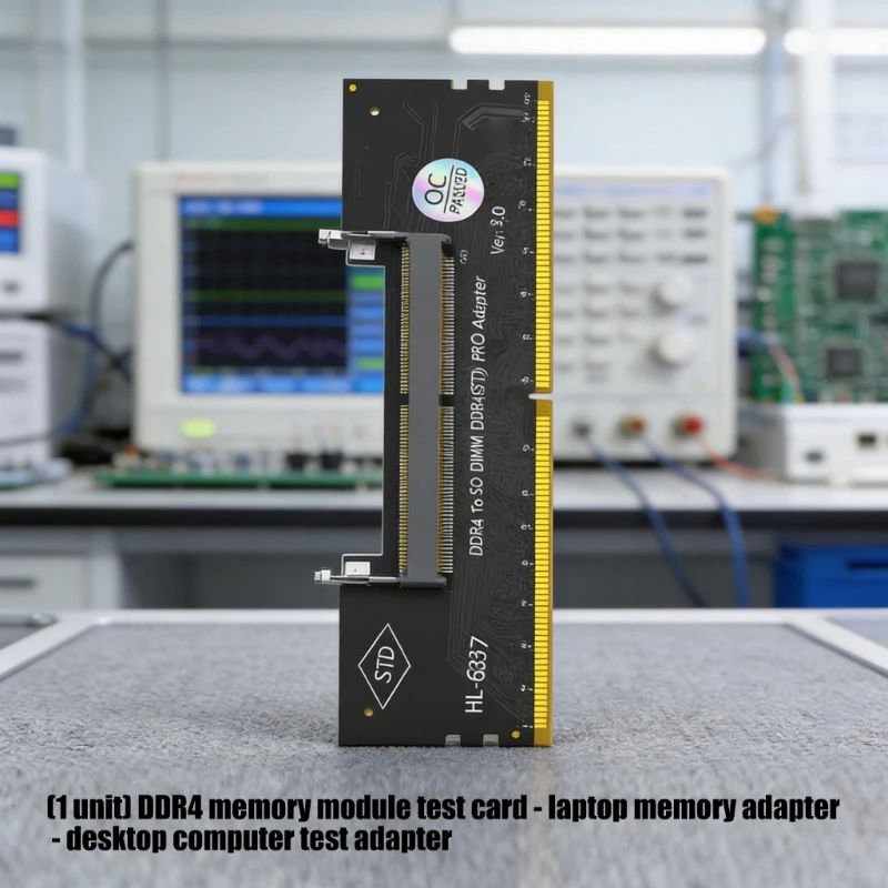 Desktop-Side DDR4 Module Check Card for Laptop SO-DIMM, DIMM Contact Board for Hardware Review, Service Table Diagnostics, and