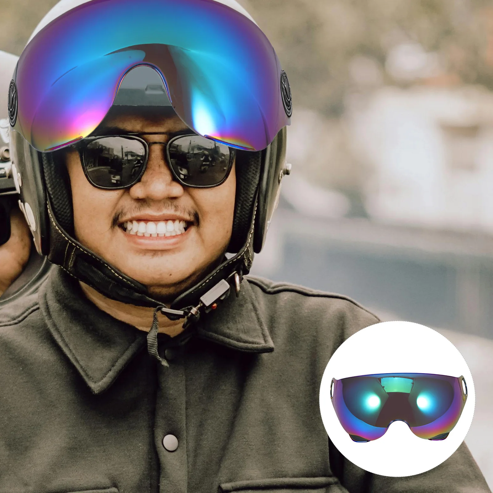 

Windproof Motorcycle Lens High Transparency Impact Resistant Lightweight Replacement Visor Shield for Night Riding Safety