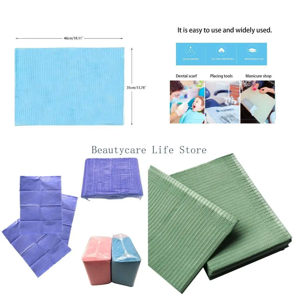 

652C 125Pcs 3 Ply Disposable Tattoo Tablecloth Hygiene Dental Bibs Napkins Absorbent Pad for Nail Art Manicure Table Mat