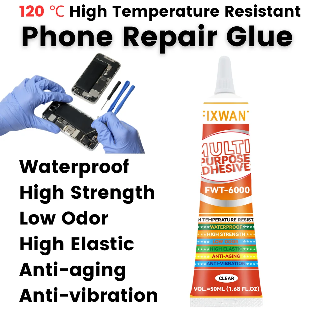 FIXWANT T-6000 120℃ High Temperature Resistant Cellphone Repair Glue for Phone Cover Battery DIY Jewelry Speaker Fix Adhesive