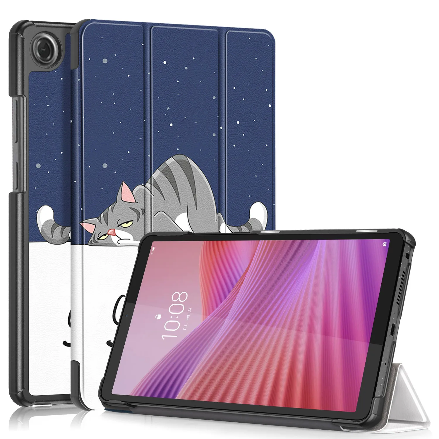 For Lenovo Tab One 8.7 Case TB305XU/TB305FU PU Flip Cover Tri-Fold Stand Tablet Cases Funda For Lenovo Tab K9 2025 Cover 8.7inch