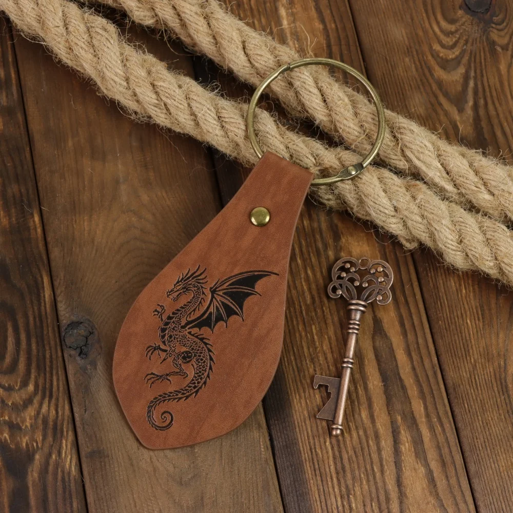 Medieval PU Leather Dragon Belt Hanger Vintage Key Holder Viking Witch Renaissance LARP Halloween Cosplay Accessory