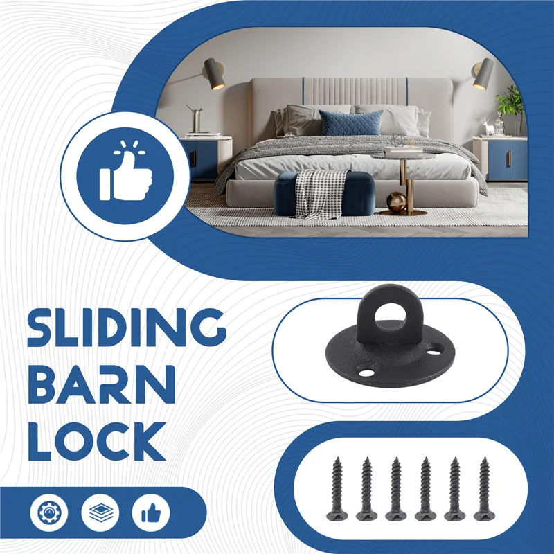 AED6-Barn Door Lock, 4 Inch Stainless Steel Door Hook & Eye Latch With Mounting Screws, Door Lock Latch For Sliding Door