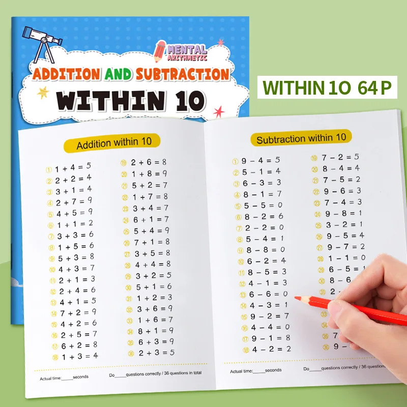 Children's Math Exercise Book, Math Improvement Tool: Addition and Subtraction Within 100, Ideal Math Education Workbook