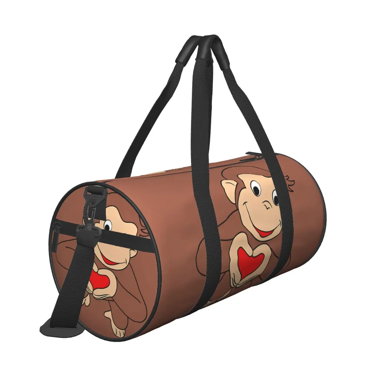 Male Female Travel Bag Curious George Is All Heart Gym Bag Large Capacity Weekend Custom Handbag Colorful Training Sports Bag