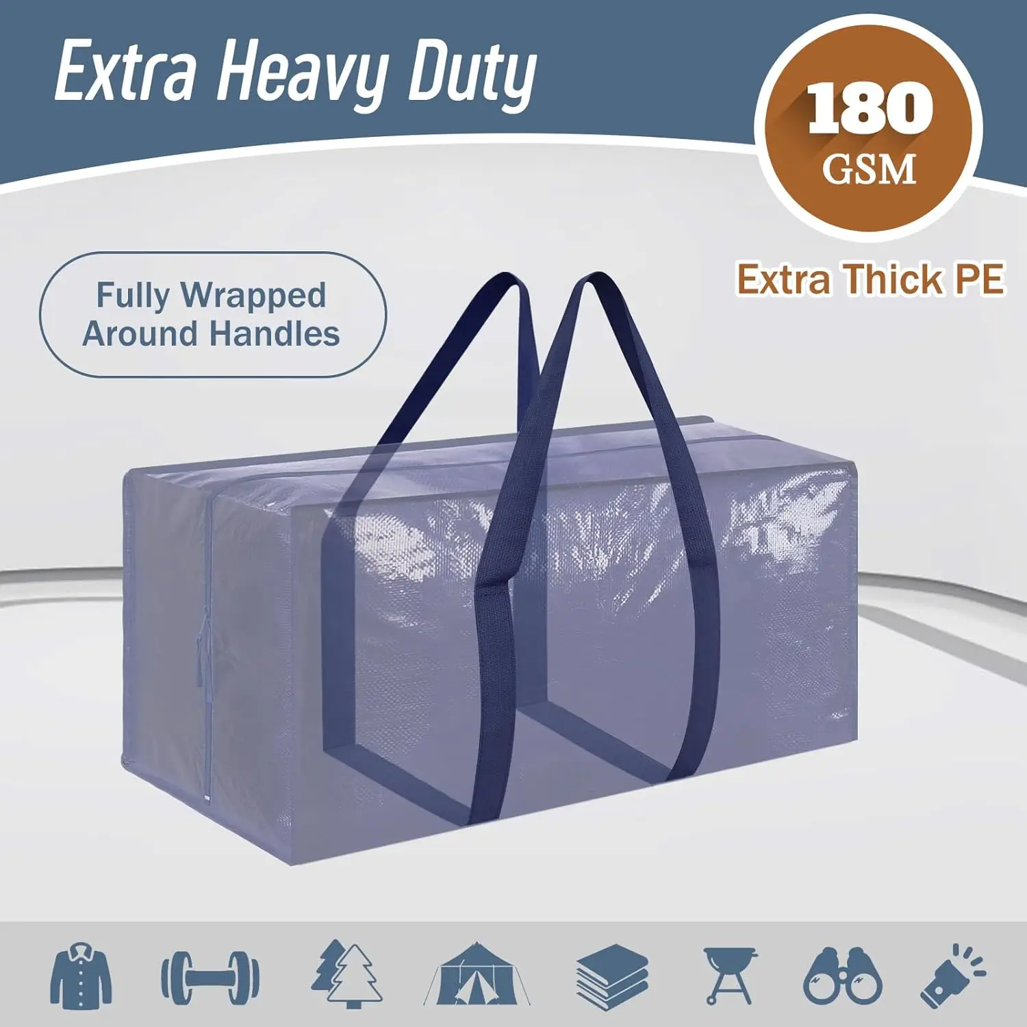 Extra Heavy Duty Large Moving Bags with Strong Zipper & Comfortable Handles, Sturdy & Durable Clothes Storage Bags Totes Bins