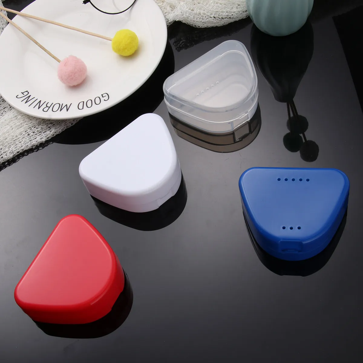 

4Pcs Denture Storage Case Ventilated Plastic Box Holder Retainer Mouth Guard Container Orthodontic Braces Denture Box Sets
