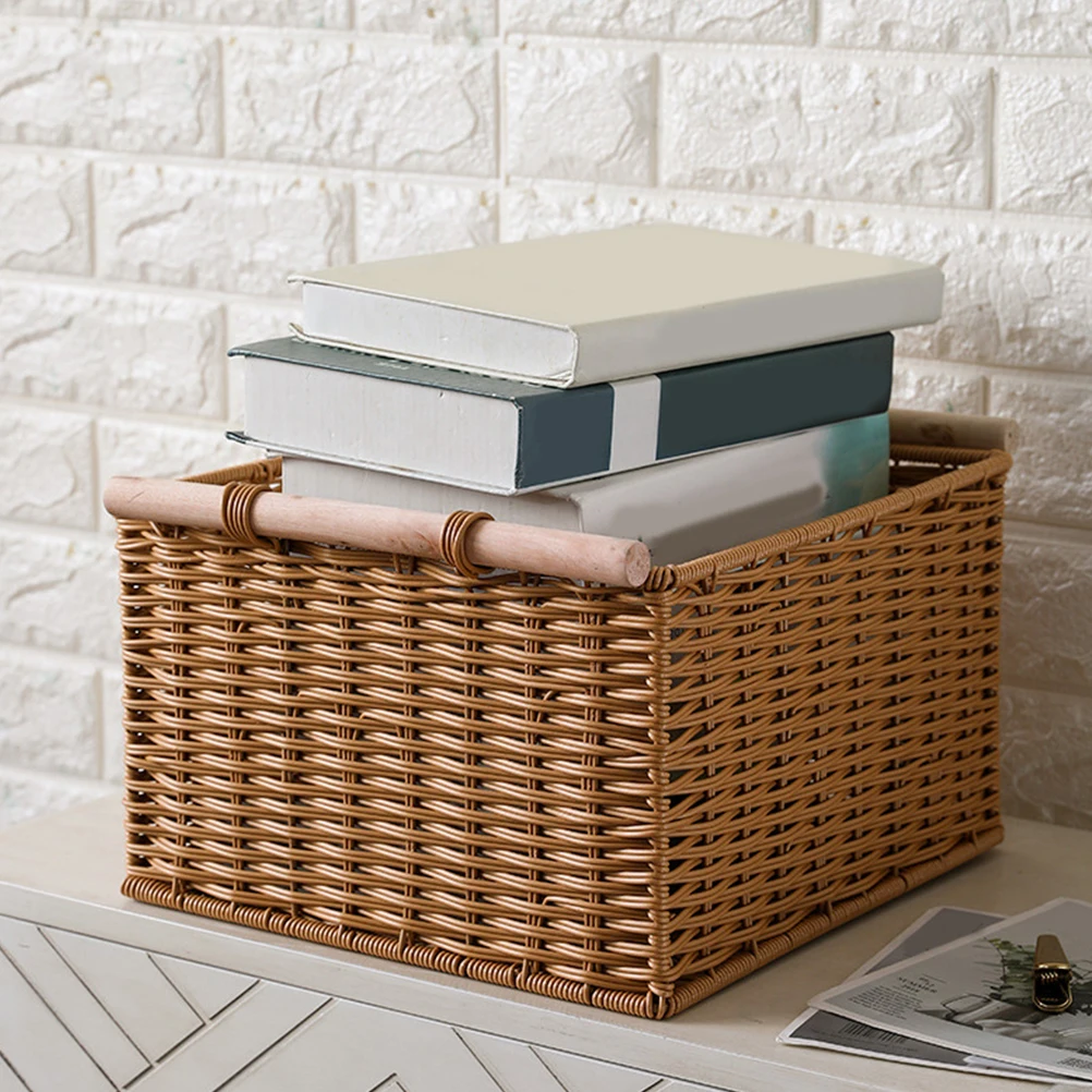 

Woven Storage ganizer Light Woven Basket Brown Snack Container Rattan Style Durability Desktop Container Storage Bin