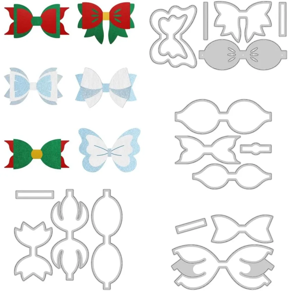 4Pcs Bows Cutting Dies 3D Bow Tie Metal Embossing Stencils Template Die Cut Set for Wedding Decor Mother's Day Card Scrapbooking