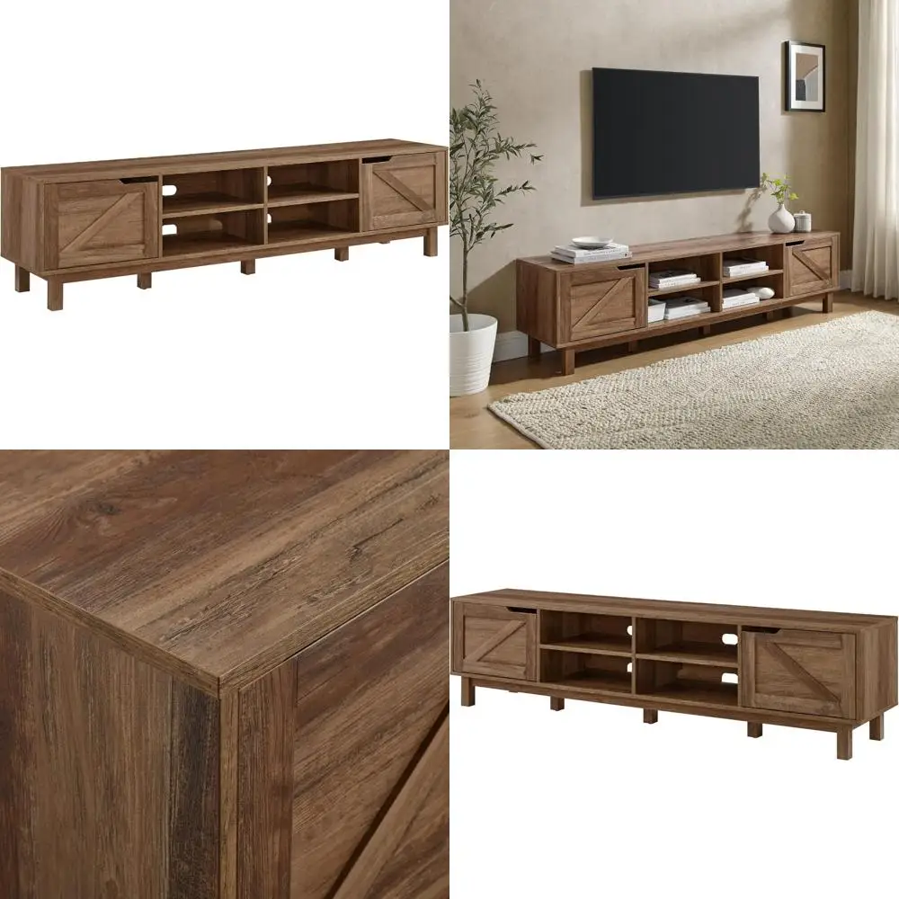 

Подставка под телевизор из дубовой двери сарая в деревенском стиле для телевизоров диагональю 70-80 дюймов, низкопрофильный дизайн с винтажным шармом