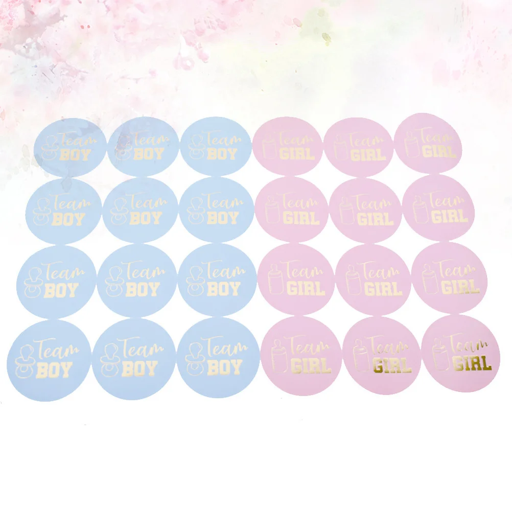 

72Pcs Gender Reveal Stickers 2 Styles Included Peel and Stick for Shower Favors Food Bag Gift Box Labels Round Stickers