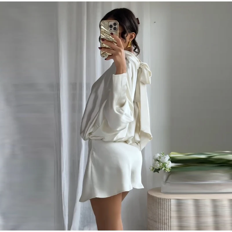 ผู้หญิงFlareเสื้อแขนยาวเสื้อสเวตเตอร์ถักสบายๆหลวมCropped Coatหญิงฤดูใบไม้ร่วงY2kแฟชั่นCardigan