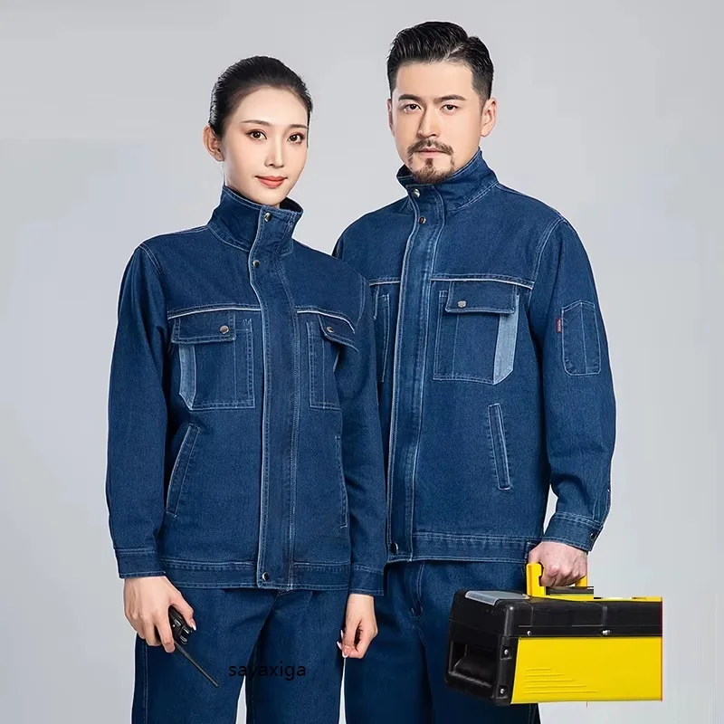 데님 작업복 청바지 코트 작업복, 작업복 작업복, 작업장 자동 수리, 전기 역학 신축성 용접기 유니폼 스즈끼복겨울 작업복작업복 세트 남자작업복용접작업복자동차작업복방수 작업복