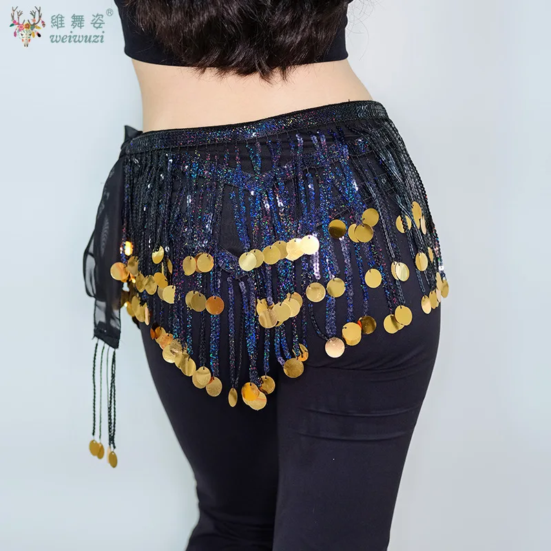 

Хип-шарф для танца живота с блестками и кисточками на талии, женский джазовый уличный танец, хип-шарф для латинской практики, аксессуары для танцев для взрослых