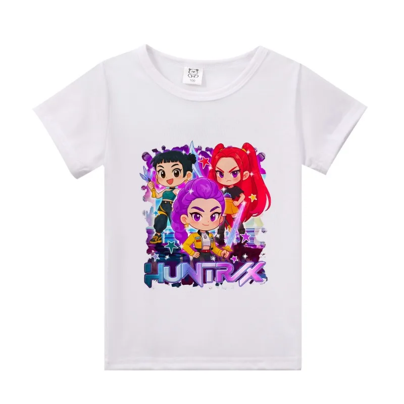KPop Demon Hunters Children T-shirts Cartoon Printed Figures Tees Anime Short Sleeves Tops Summer Boys Girls Clothes Kids Gift