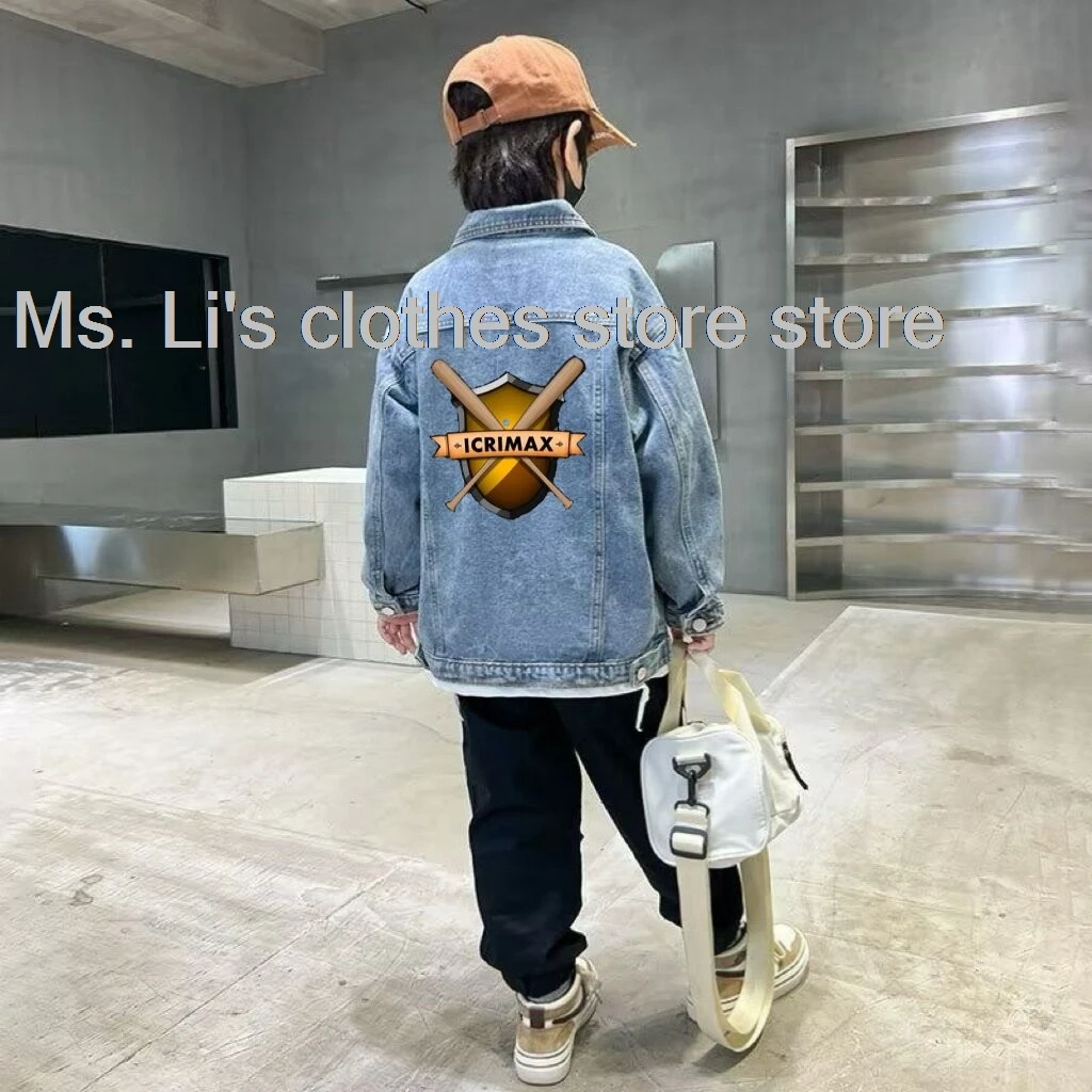 

Popular Icrimax Harajuku Casual Jackets Clothes Streetwear Boys/girls Kids Denim Jacket Outwear Tops