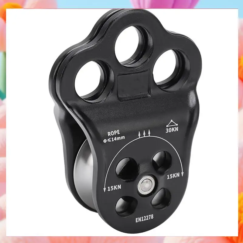 30KN Climbing Pulley, Three Hole Hitch Climbing Assist Pulley Climber Double Bearing For Rock Rappelling Zipline Sports-ABJQ