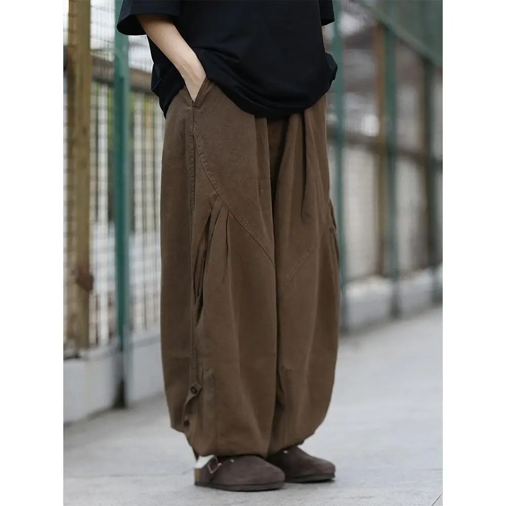 

Мужские свободные рабочие брюки в стиле ретро: японский и американский кэжуал, новые, широкие, прямые, однотонные, универсальные, из полиэфирного волокна