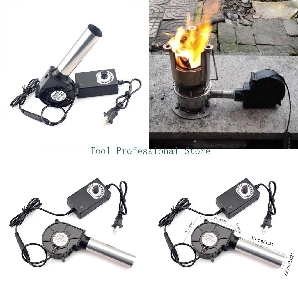 

57QF 12V Американская вилка с круглой головкой, высокий объем воздуха, контроль скорости, уличный вентилятор для барбекю