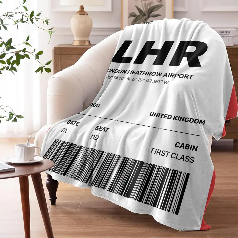 Airplane Ticket Throw Soft Flannel AC Blanket Lightweight Summer Nap Throw Cozy  Blanket for Sofa Bed Travel Home