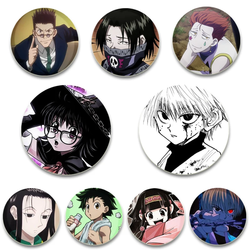 Anime Cartoon Characters Zoldyck Killua/Freecss Gon/Kurapika Lapel Pins Creative Brooches Round Badge for Backpack Decoration