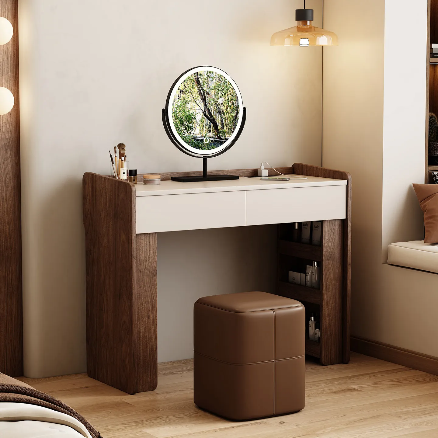 Walnut Fabric Dressing Table Jewelry Make Up Children Dressing Table Natural Adult Corner Cajoneras Para Ropa Furniture Room