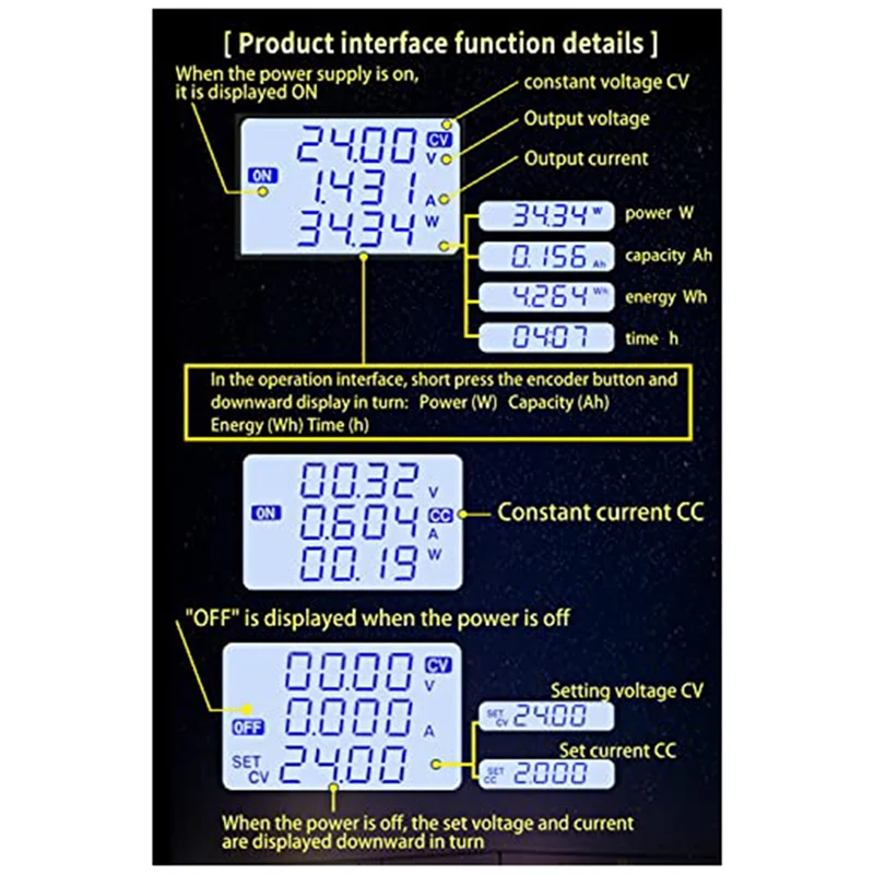 DC Power Supply Variable Buck Boost Converter Variable Voltage Regulator CC CV 0.6-36V Bench Power Module