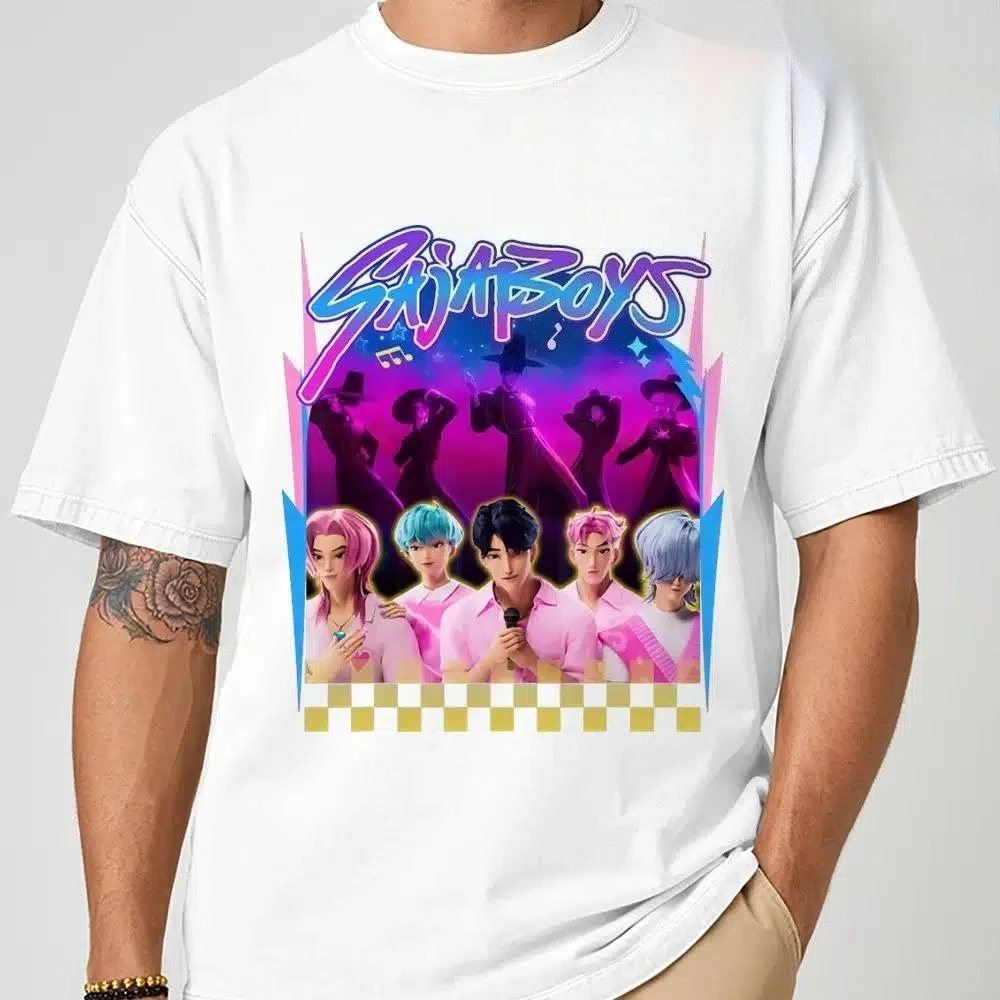 2025 صيف جديد تي شيرت Kpop الشيطان هنتر تي شيرت هنتر فتاة K-pop عالية الجودة تي شيرت فضفاض نمط الرجعية الملابس القطنية للجنسين