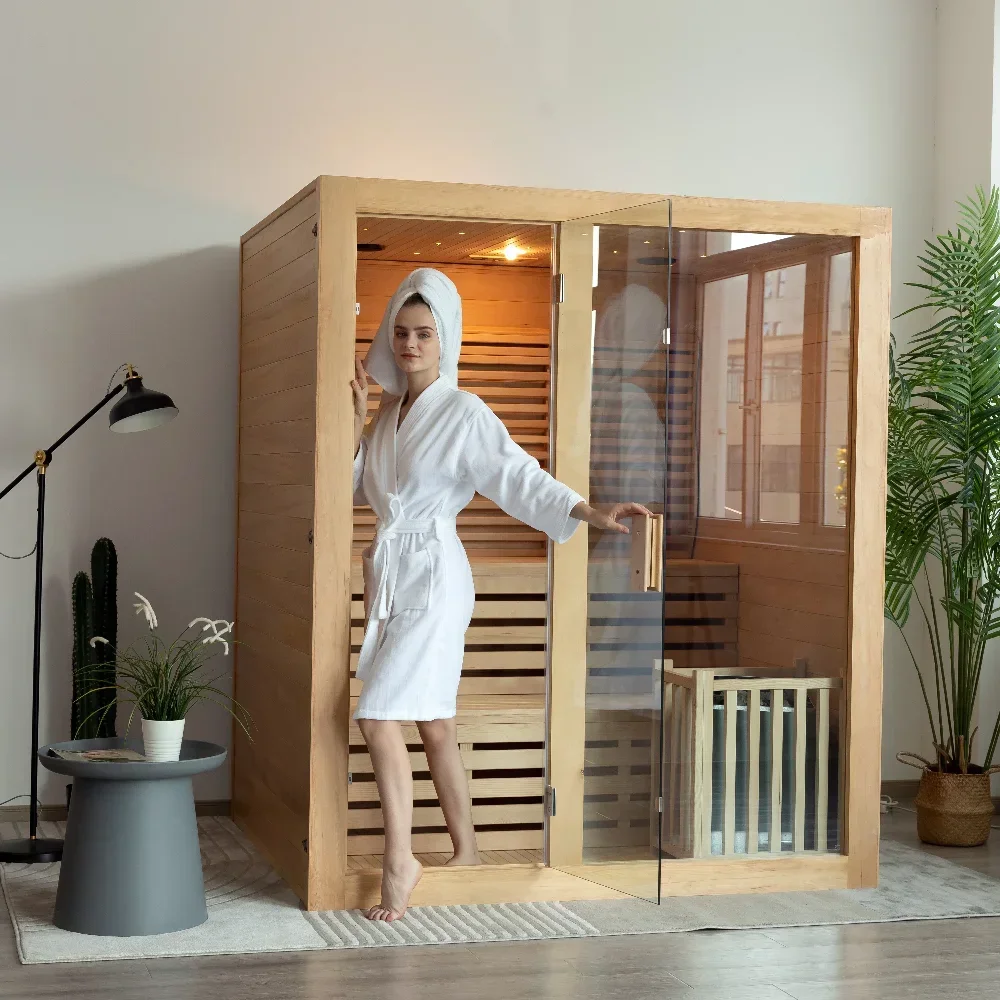 Best Canada Red Cedar Hemlock Wood Indoor Traditional Steam Sauna Room with Low Price