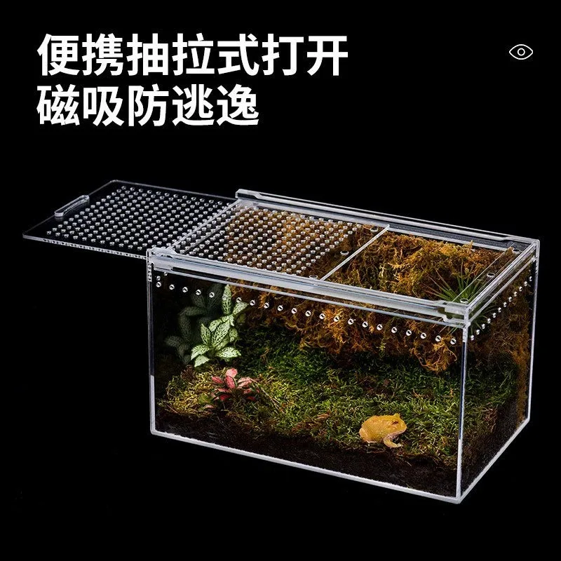 Reptile Terrarium Anti-escape Amphibious Reptile Breeding Box Lizard Tortoise  Breeding Cage Small Pet Display Box House