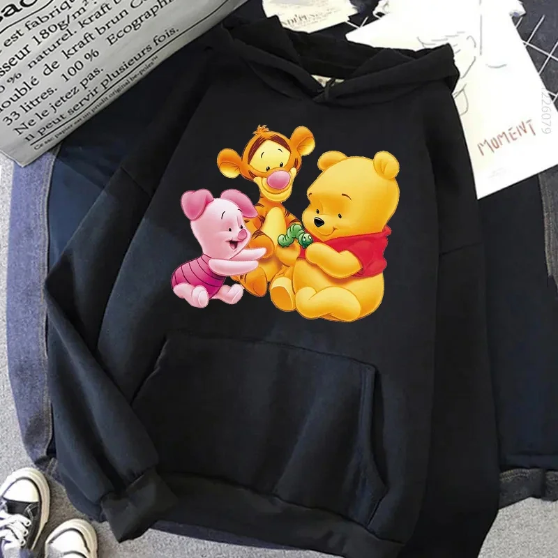 Winnie The Pooh Graphic Printed Hoodies Women Cute Disney Casual Streetwear Sweatshirt Autumn Winter Long Sleeves Pullover Tops