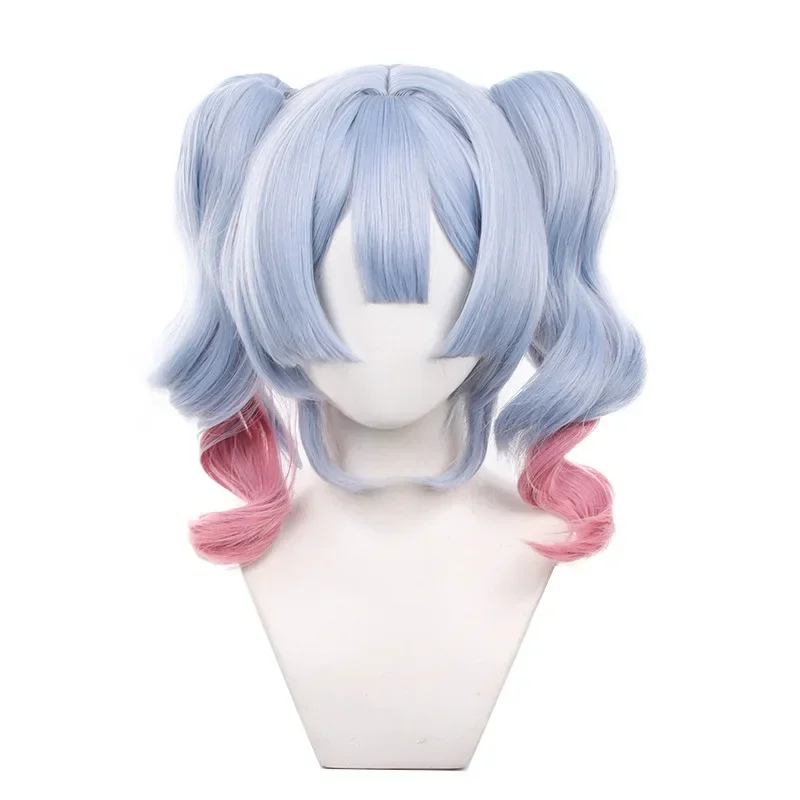 Hatsune  Rabbit Hole Cosplay Wig 45cm Long Mixed Color Ponytails Braided With Double Ponytails Heat Resistant Synthetic Hair