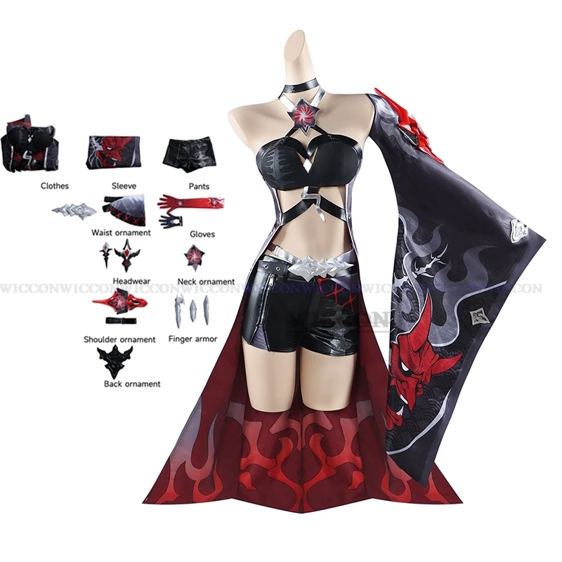 

Honkai Star Rail Huang Quan Cosplay Red Dress Outfit RED Acheron Cosplay Costume Women Halloween Event RolePlay Suit Party Prop