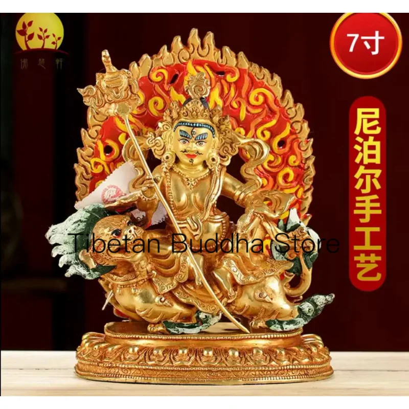 

Tibetan Nepalese handmade fully gilded Esoteric Treasure Heavenly King Buddha statue God of Wealth Pisha Gate statue ornament