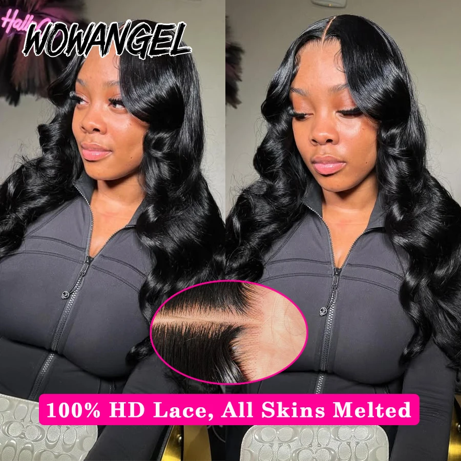WOWANGEL 34in 5x5 HD Parrucche con chiusura in pizzo 250% Onda del corpo Glueless Parrucche Capelli umani Pronti da indossare Pelli Fuste Capelli brasiliani Remy