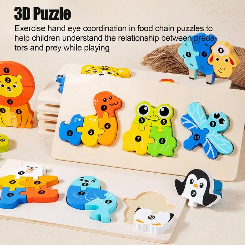 

Wooden Animal Puzzle Set Wood Animal Building Puzzle Build Communication Bridges Pattern Blocks For Over 3 Years Old Boys Girls