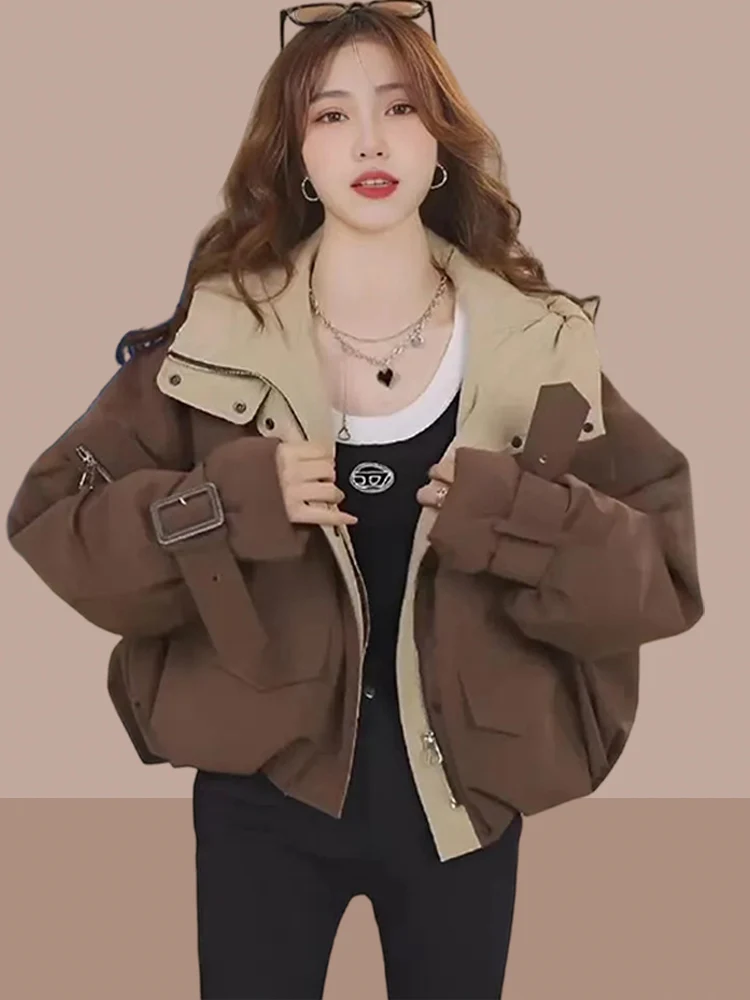 

Зимняя утепленная женская хлопковая куртка-парка в корейском стиле, свободного кроя, с длинными рукавами, на молнии, цветная