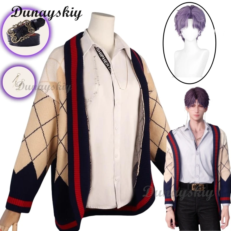 Customized Love and Deepspace Rafayel Cardigan Cosplay Costume Wig Date Game Cosplay Sweater Qiyu Clothes Unisex Couple Suit