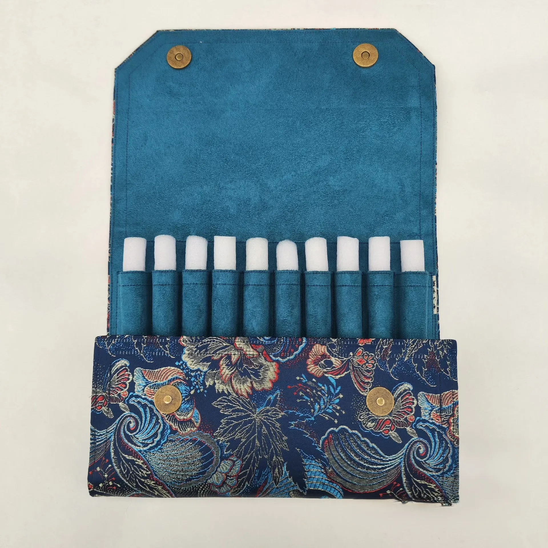 Picture 3: High Quality Pen Bag With 10-hole Canvas, Brocade, Velvet Lining, Pen Bag Wholesale Customization   23x17cm